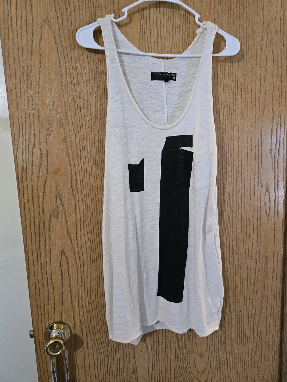 Rag & Bone Mens White Tank with Black Graphic